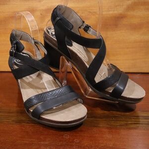 Abeo BIO Biana Black Leather Heel Sandal Women's 9N